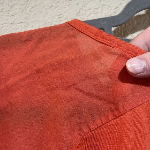 Chico's Orange Blouse 2 Women's XL Cotton Modal Short Sleeve Classic Colorful - Picture 7 of 7